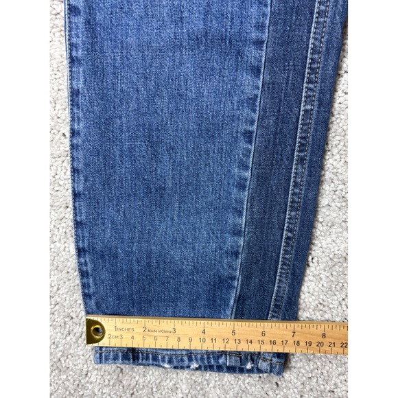 J.Crew Women 32(Measured 34) 2-Tone Tuxedo Stripe Jeans Med Wash Distressed - Picture 11 of 12